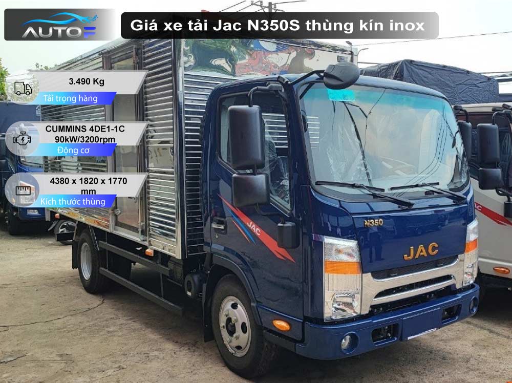 Giá xe tải JAC N350S thùng kín inox (3.49 tấn)